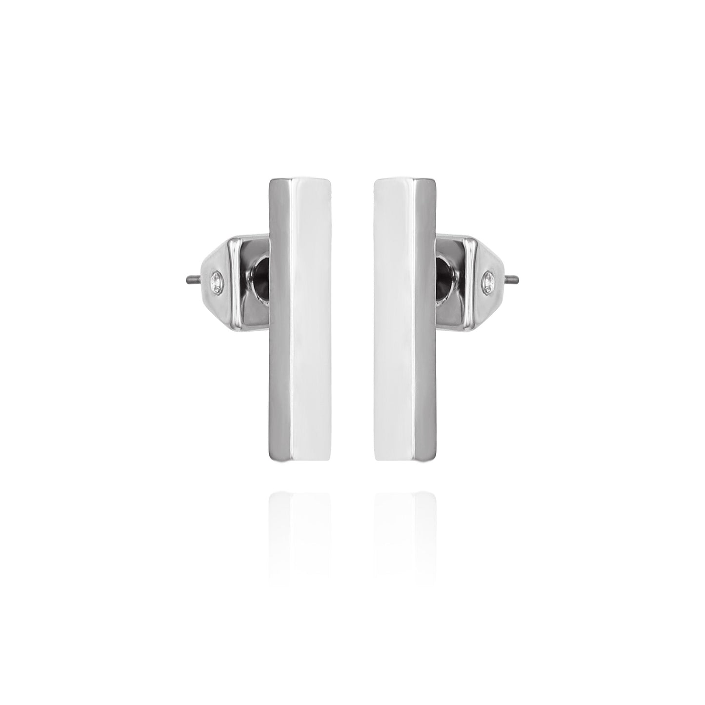 Vince Camuto Rectangle Bar Stud Earrings Silver Tone
