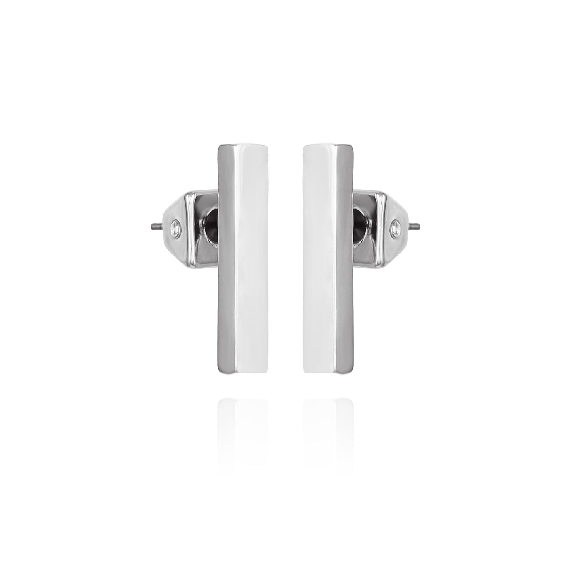 Vince Camuto Rectangle Bar Stud Earrings Silver Tone