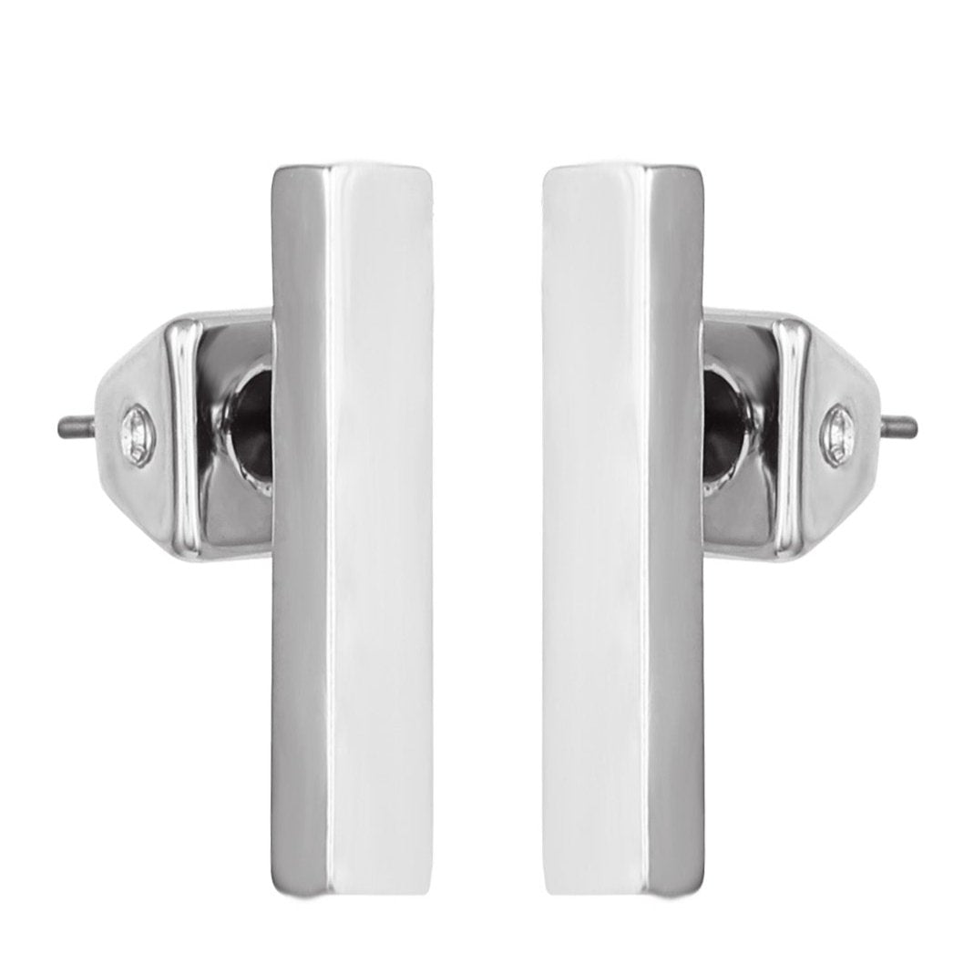 Vince Camuto Rectangle Bar Stud Earrings Silver Tone