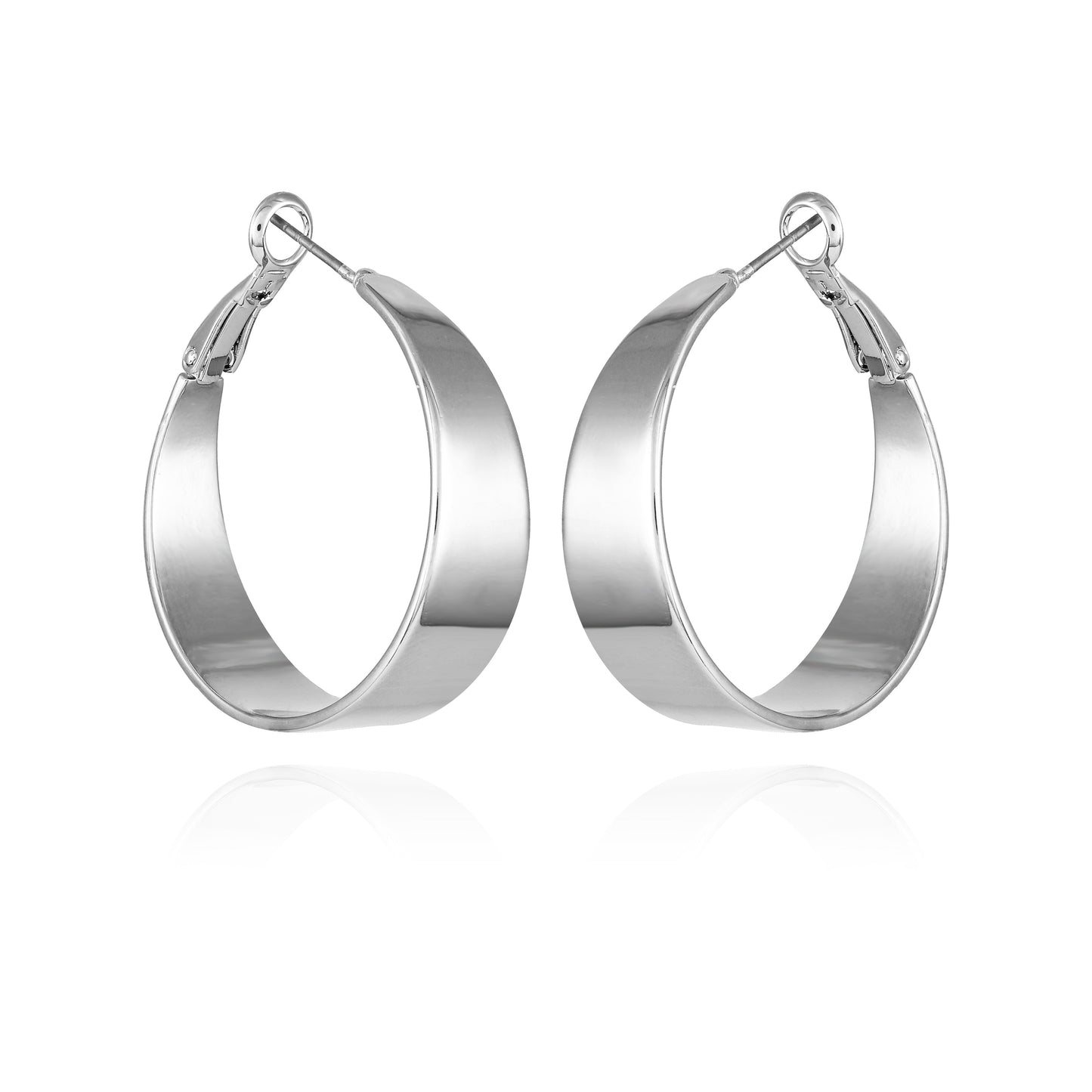Vince Camuto Band Thick Hoop Earrings Silver Tone