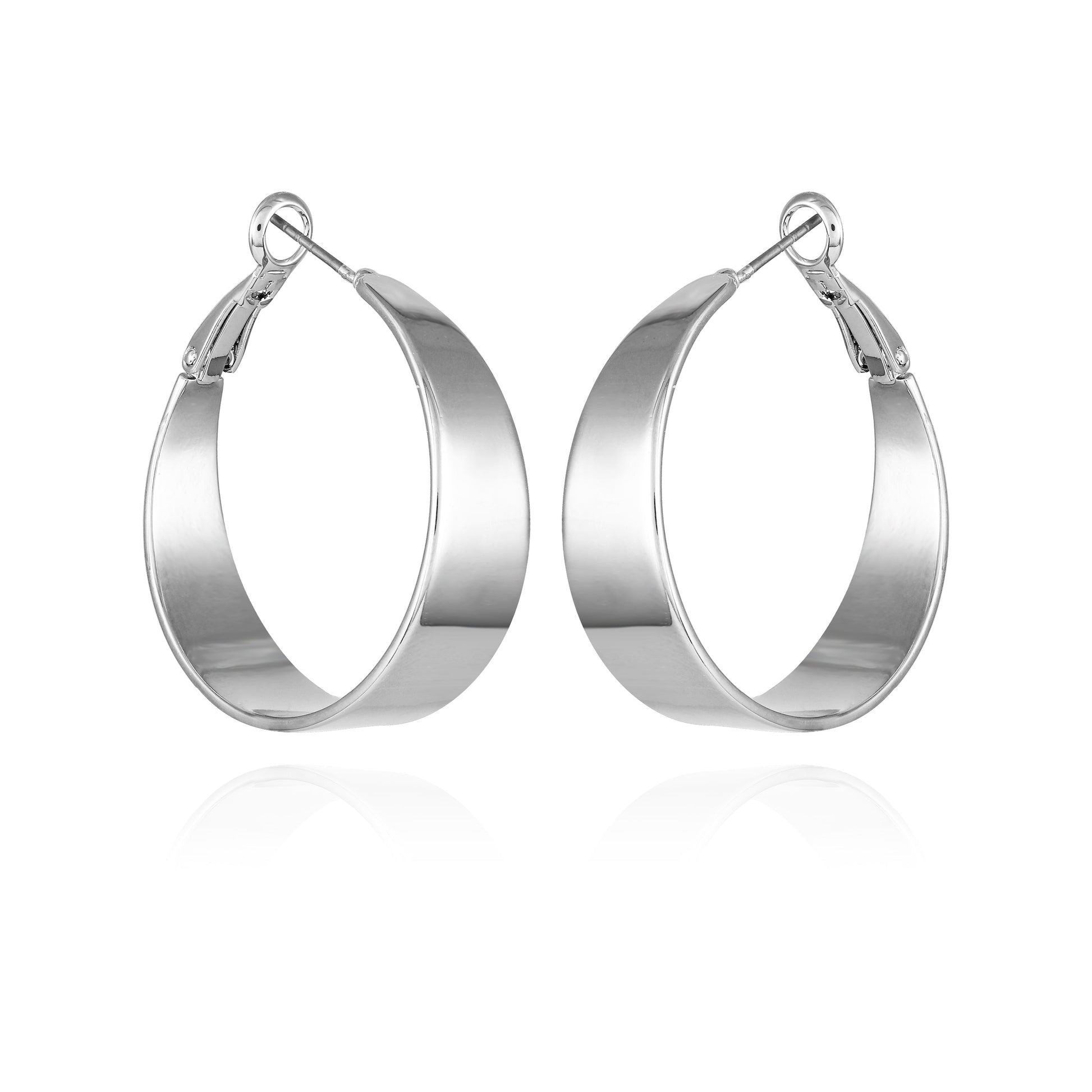Vince Camuto Band Thick Hoop Earrings Silver Tone