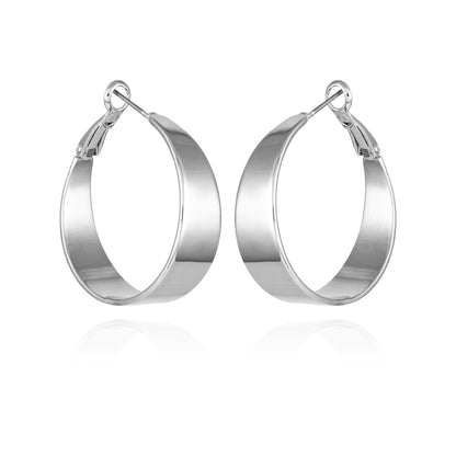 Vince Camuto Band Thick Hoop Earrings Silver Tone