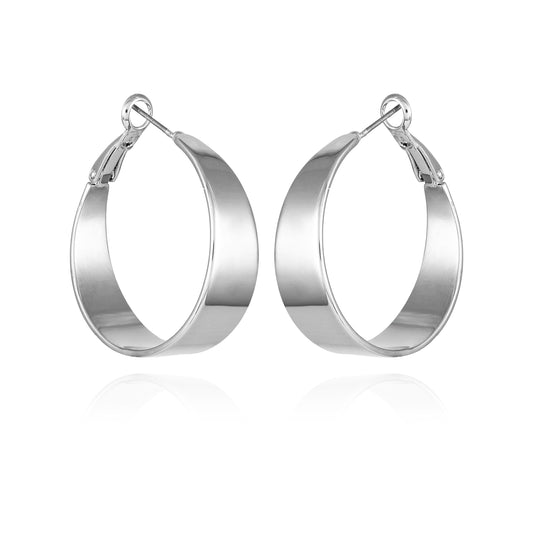 Vince Camuto Band Thick Hoop Earrings Silver Tone