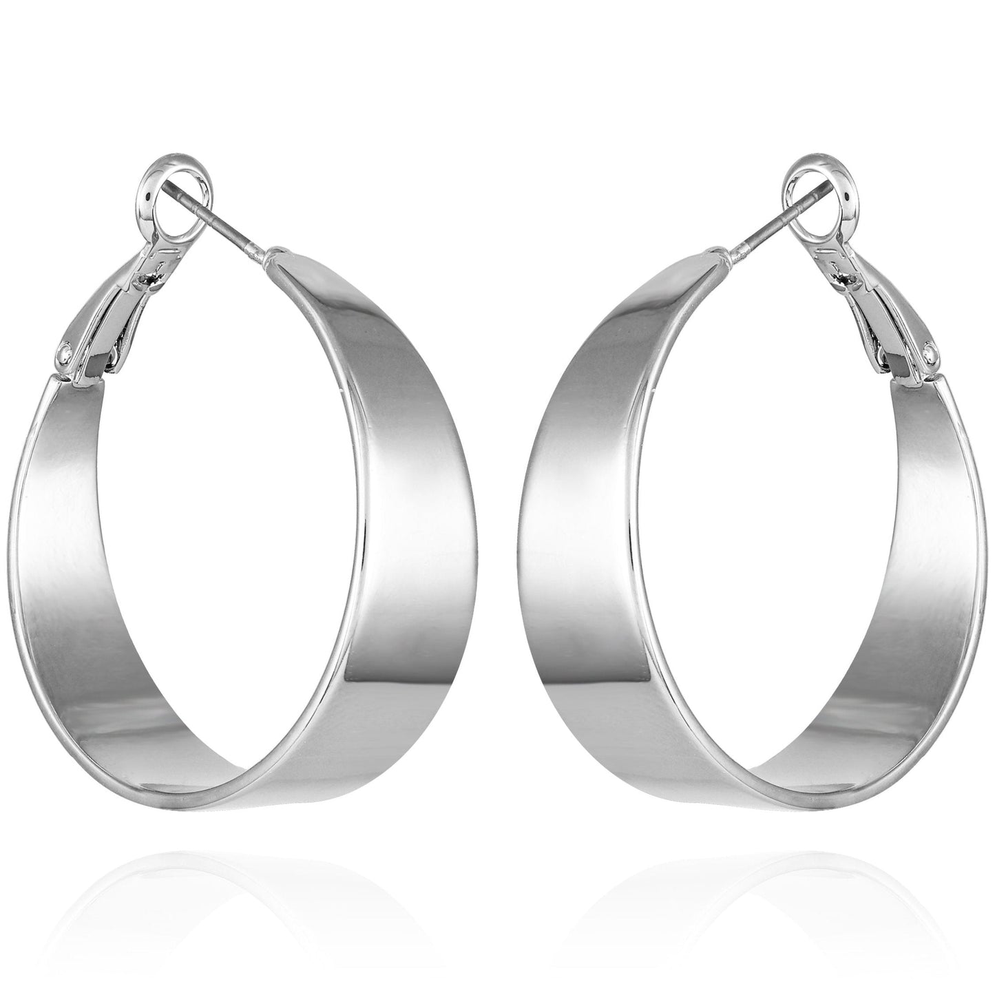 Vince Camuto Band Thick Hoop Earrings Silver Tone