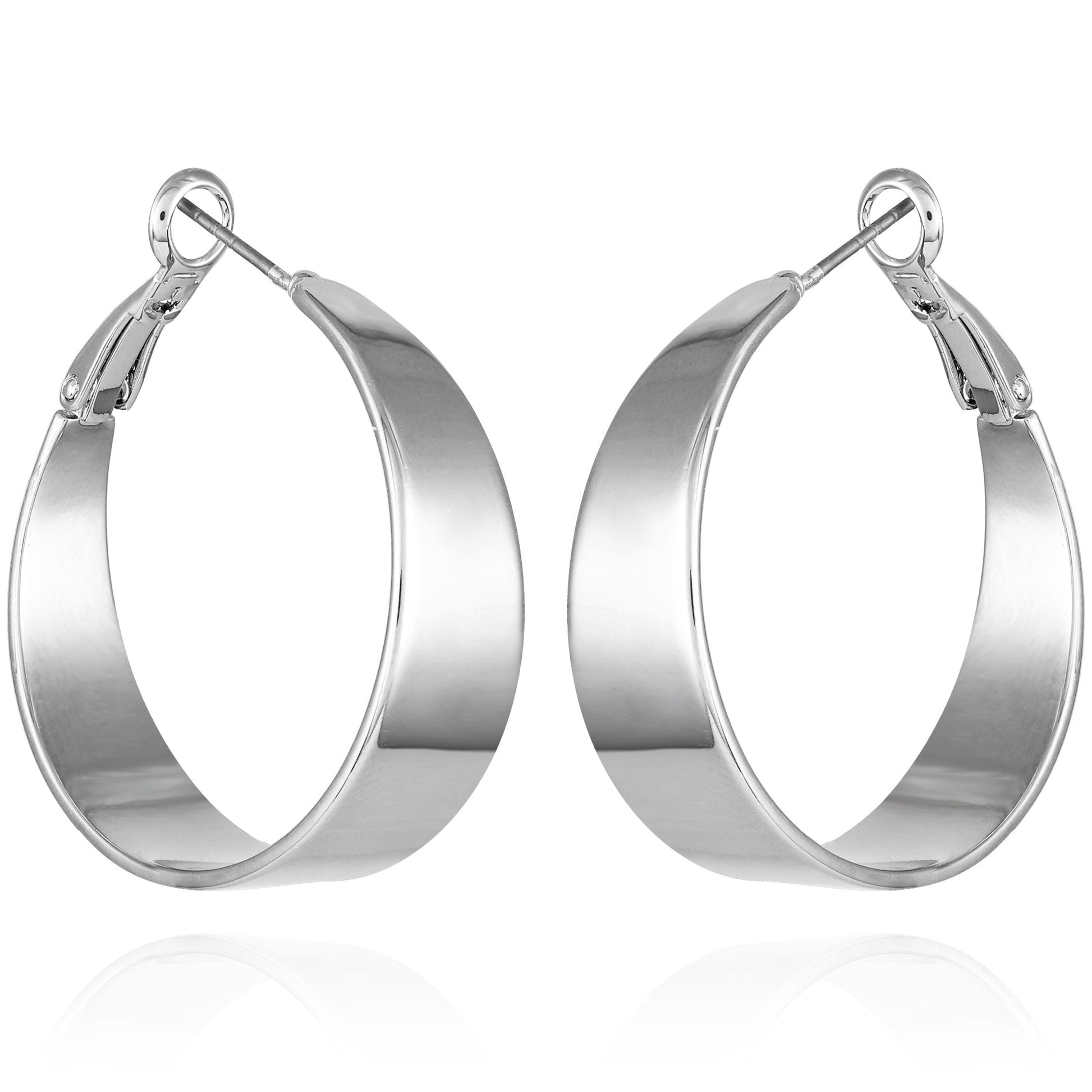 Vince Camuto Band Thick Hoop Earrings Silver Tone