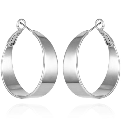 Vince Camuto Band Thick Hoop Earrings Silver Tone