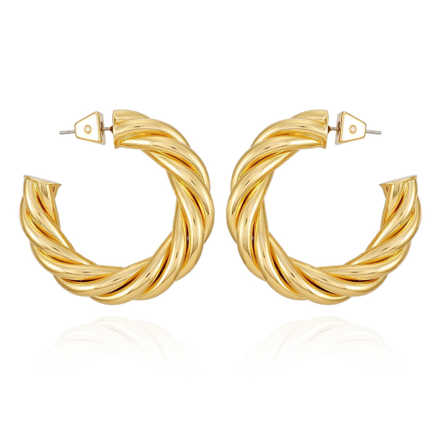 Vince Camuto Goldtone Textured Rope Hoop Earrings Gold Tone
