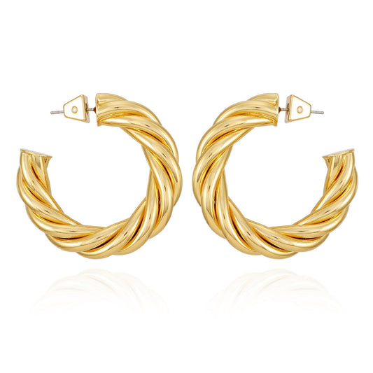 Vince Camuto Goldtone Textured Rope Hoop Earrings Gold Tone