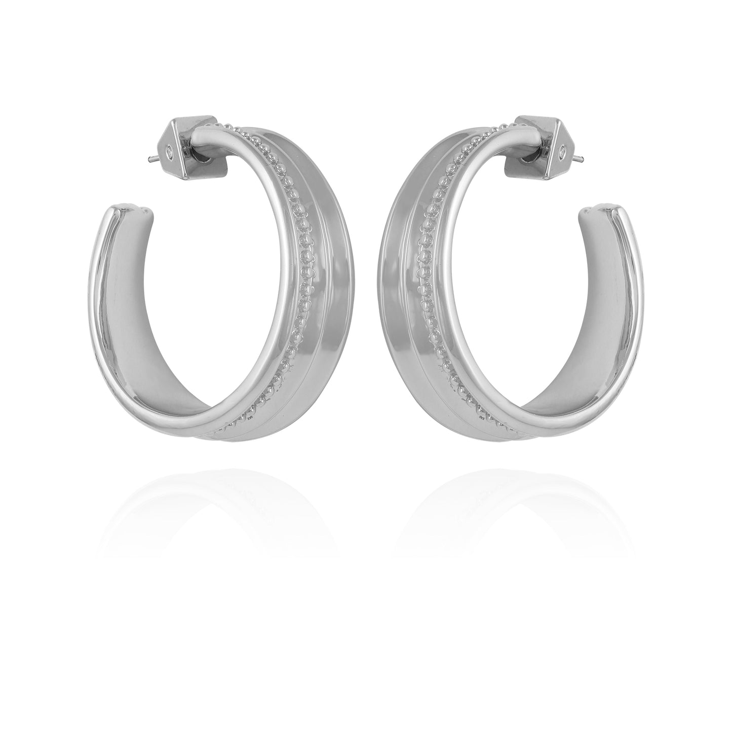Vince Camuto Chunky Open Hoop Earrings Silver Tone