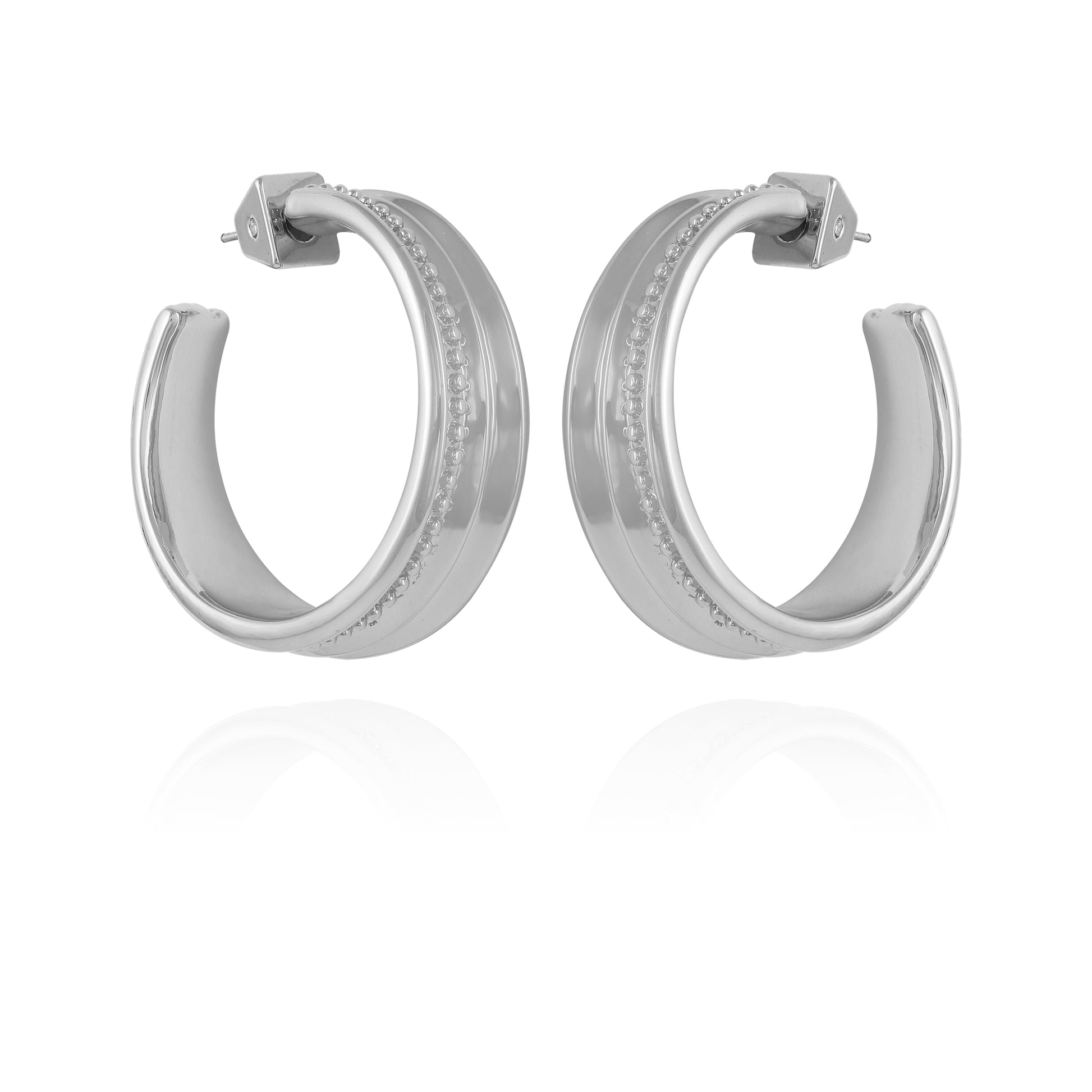 Vince Camuto Chunky Open Hoop Earrings Silver Tone