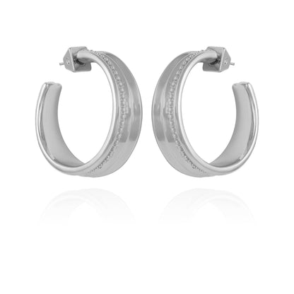 Vince Camuto Chunky Open Hoop Earrings Silver Tone