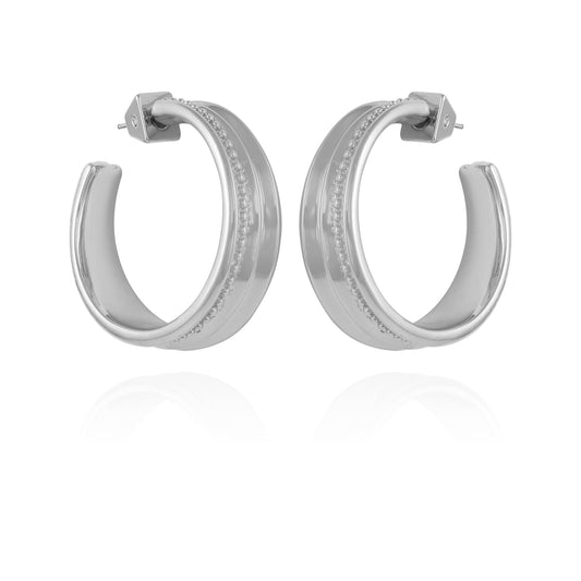Vince Camuto Chunky Open Hoop Earrings Silver Tone