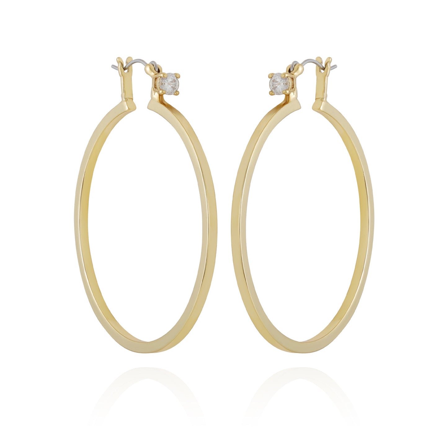 Vince Camuto Goldtone Cubic Zirconia Large Hoops Earrings Gold Tone