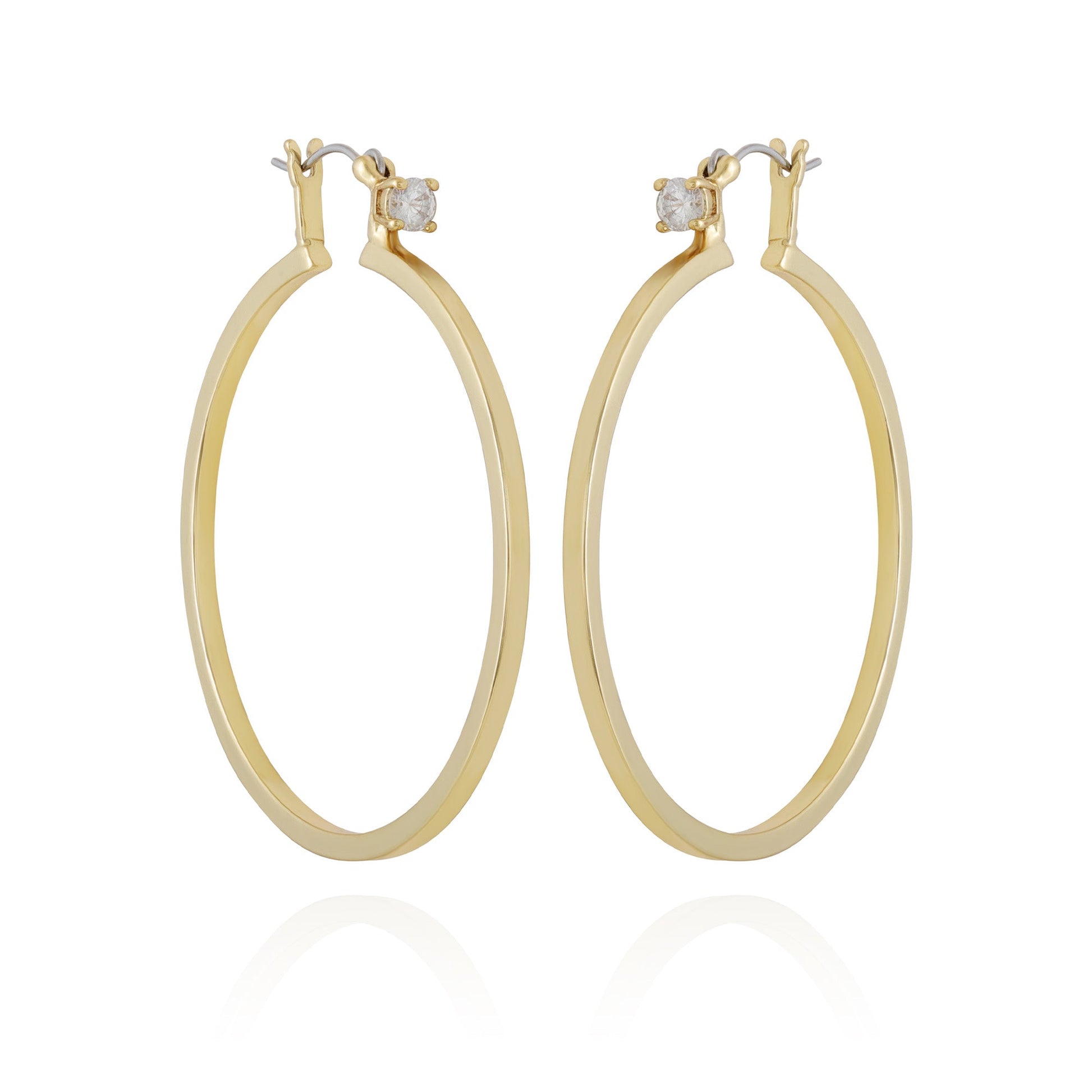 Vince Camuto Goldtone Cubic Zirconia Large Hoops Earrings Gold Tone