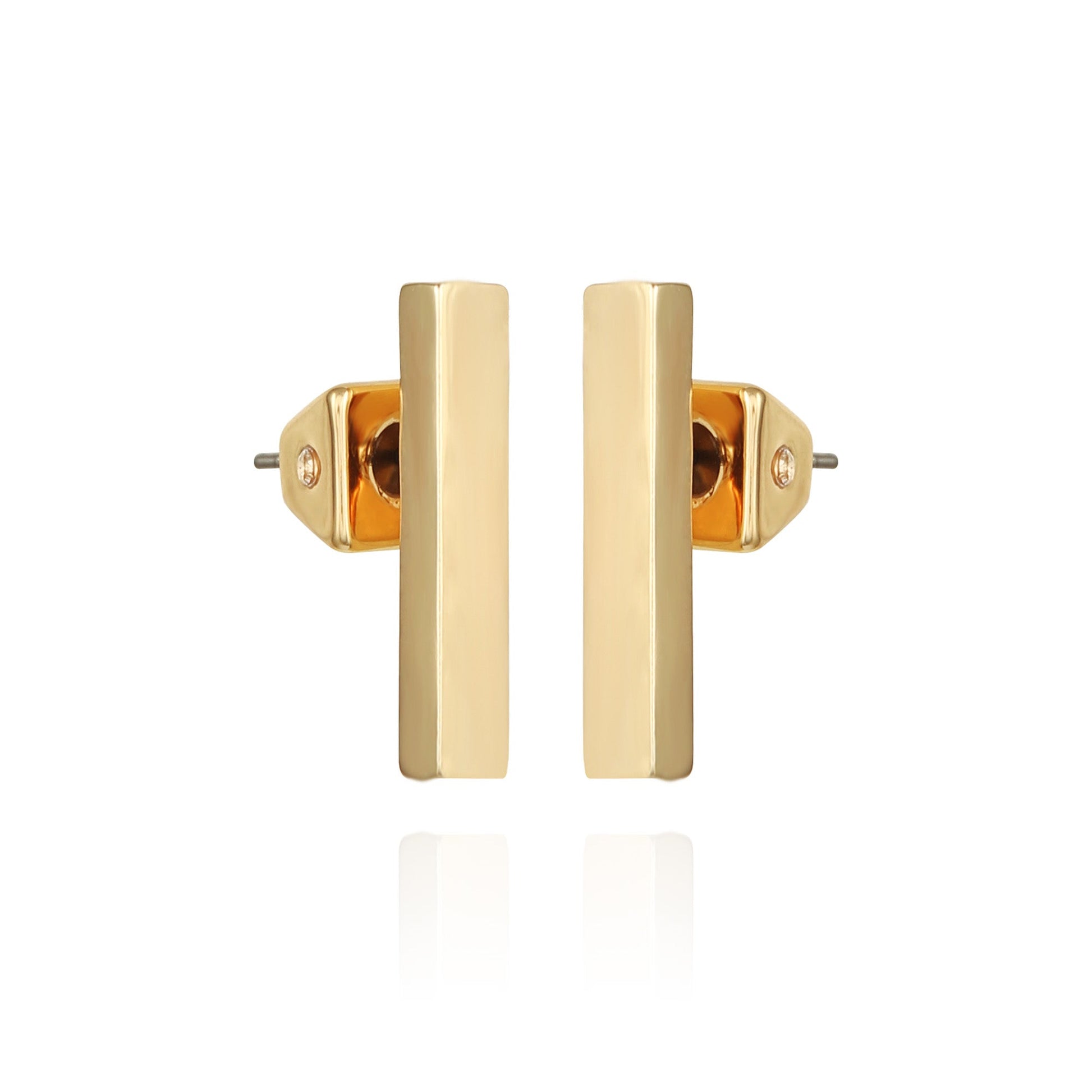 Vince Camuto Rectangle Bar Stud Earrings Gold Tone