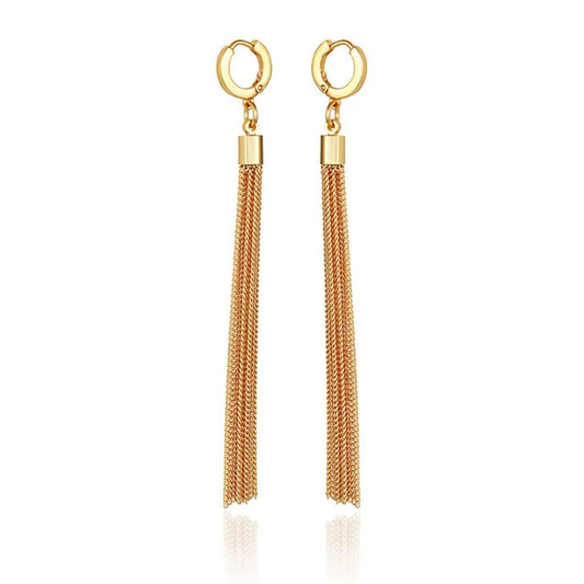 Vince Camuto Goldtone Huggie Tassel Hoop Drop Earrings Gold Tone