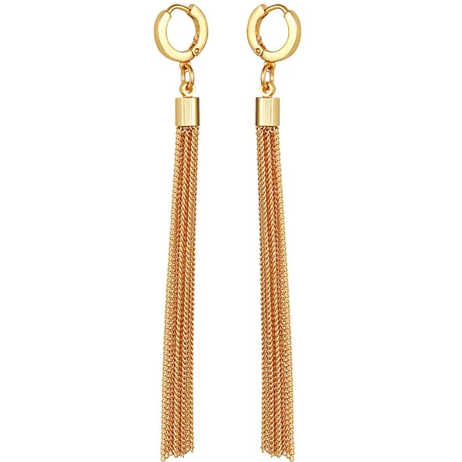 Vince Camuto Goldtone Huggie Tassel Hoop Drop Earrings Gold Tone