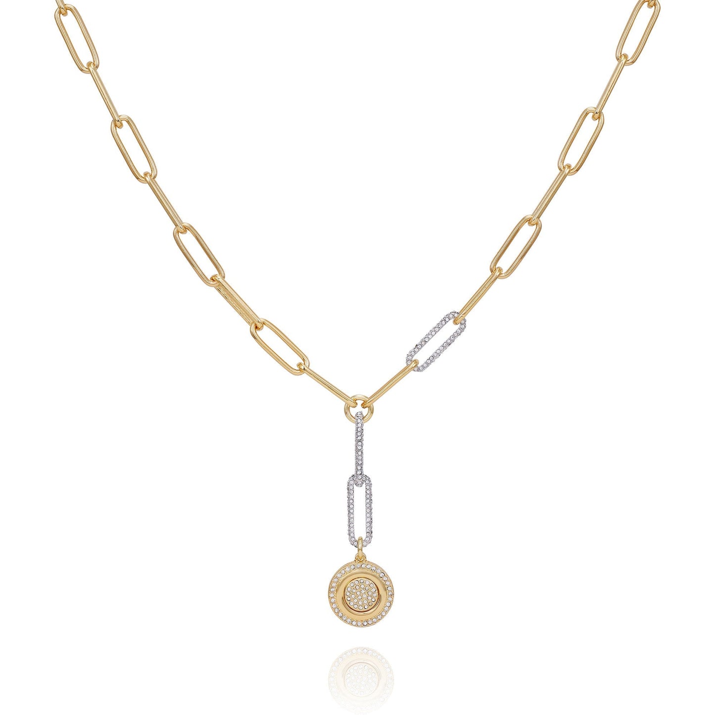 Vince Camuto Two Tone Coin Pendant Y Necklace Two Tone