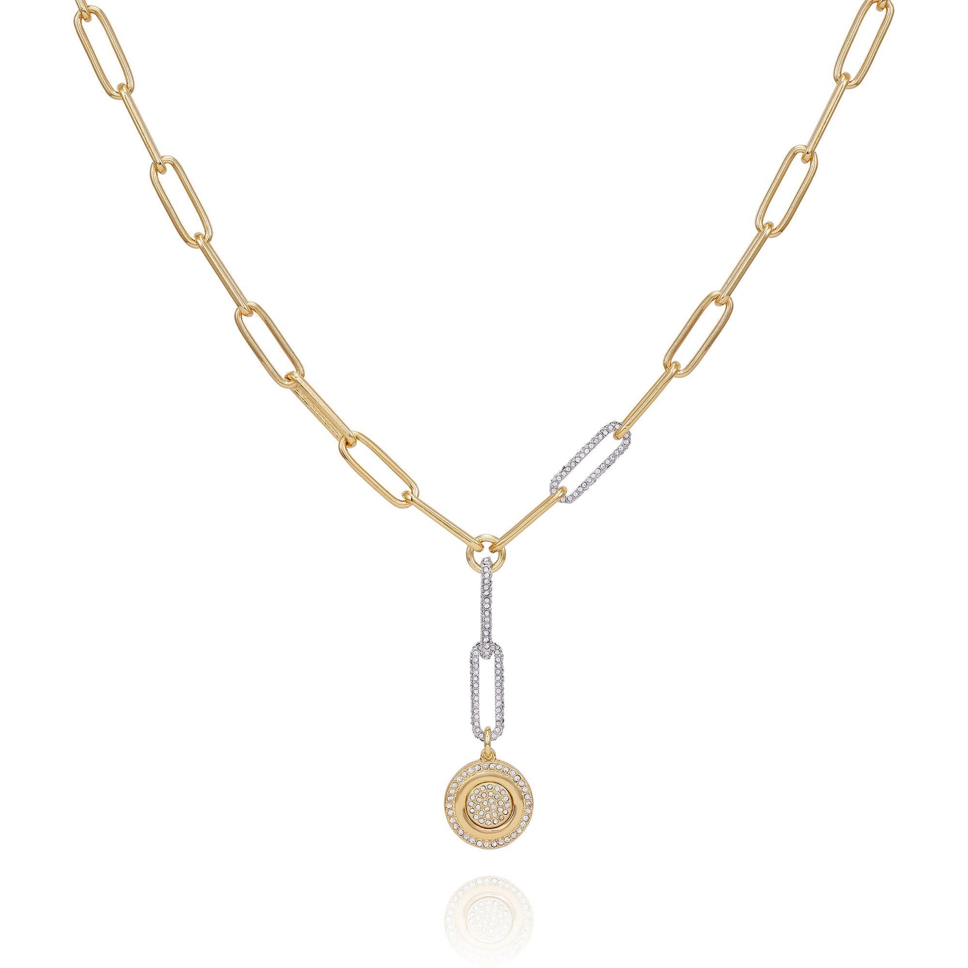 Vince Camuto Two Tone Coin Pendant Y Necklace Two Tone