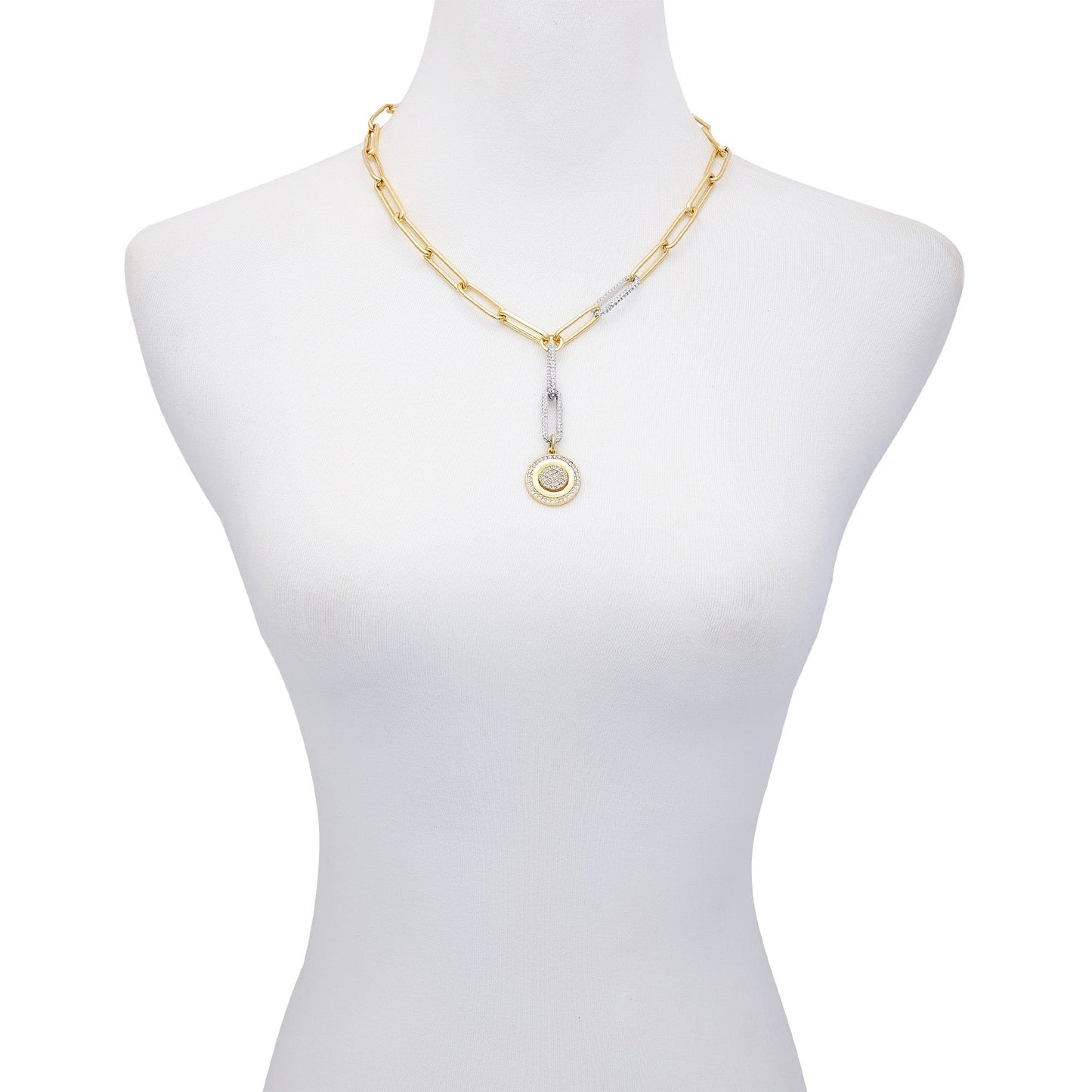 Vince Camuto Two Tone Coin Pendant Y Necklace Two Tone