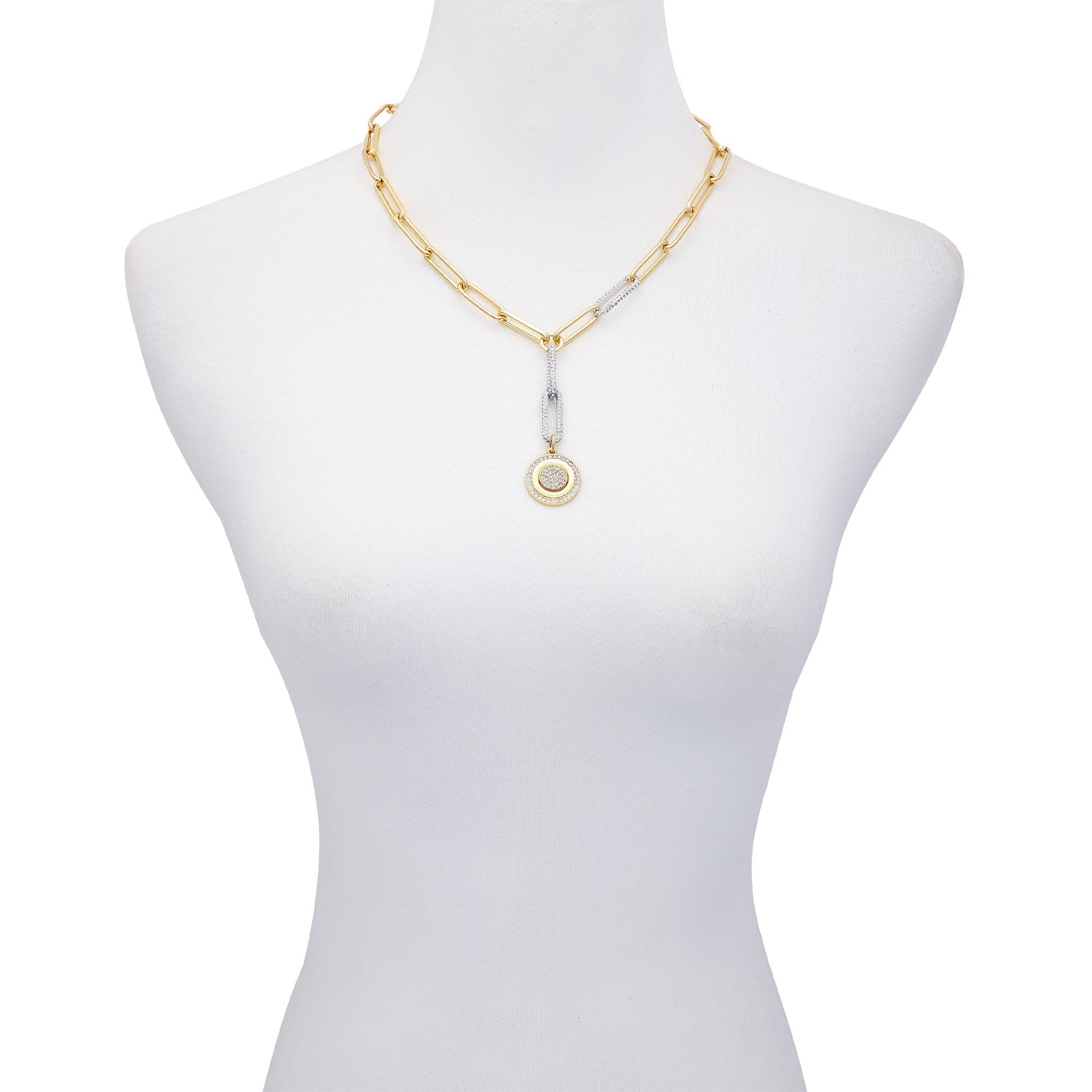 Vince Camuto Two Tone Coin Pendant Y Necklace Two Tone
