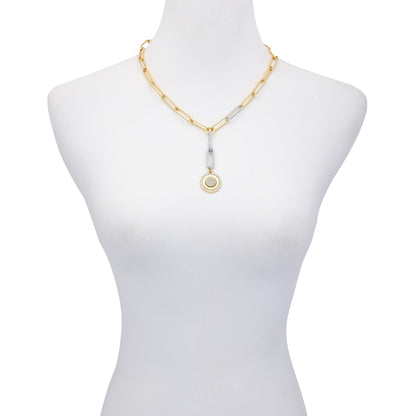Vince Camuto Two Tone Coin Pendant Y Necklace Two Tone