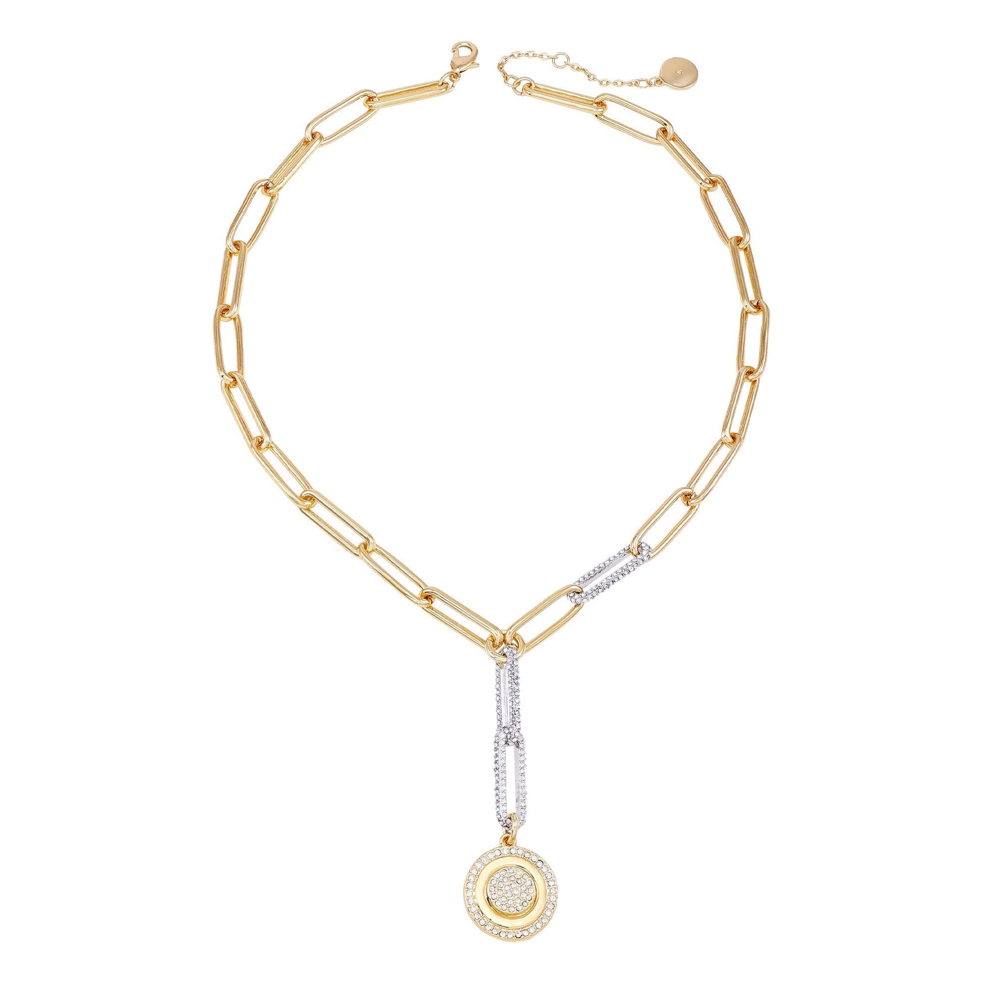 Vince Camuto Two Tone Coin Pendant Y Necklace Two Tone