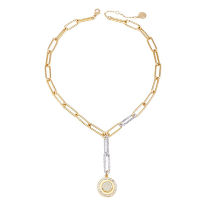 Vince Camuto Two Tone Coin Pendant Y Necklace Two Tone
