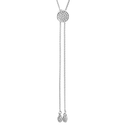 Vince Camuto Pave Slider Bolo Necklace Silver Tone