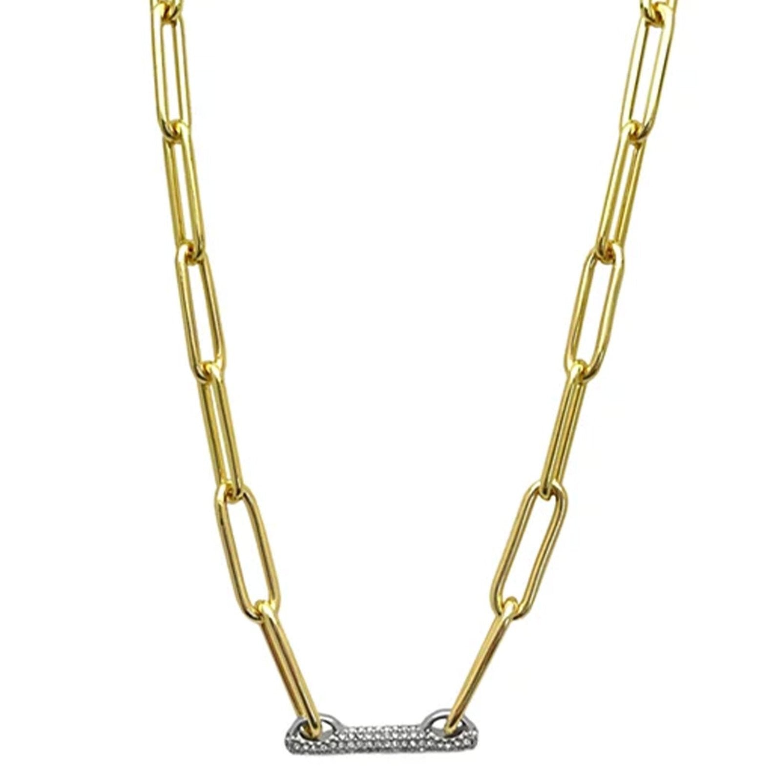 Vince Camuto Goldtone Pave Bar Chain Necklace Gold Tone