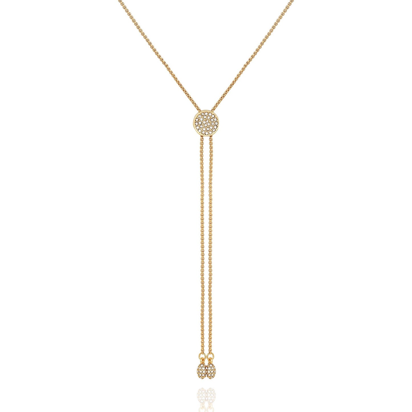 Vince Camuto Pave Slider Bolo Necklace Gold Tone