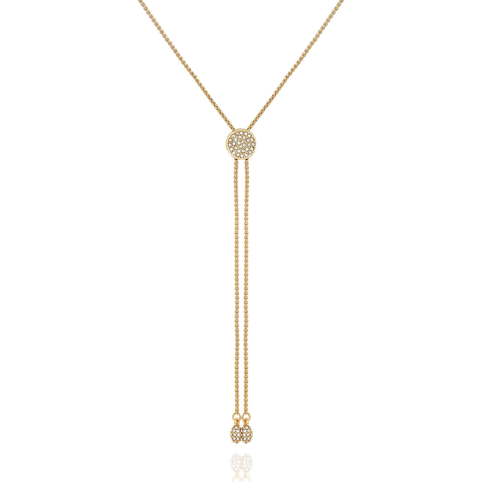 Vince Camuto Pave Slider Bolo Necklace Gold Tone