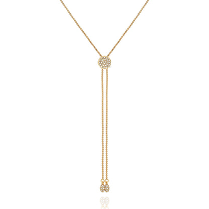Vince Camuto Pave Slider Bolo Necklace Gold Tone