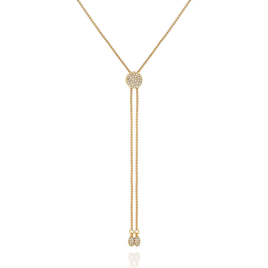 Vince Camuto Pave Slider Bolo Necklace Gold Tone