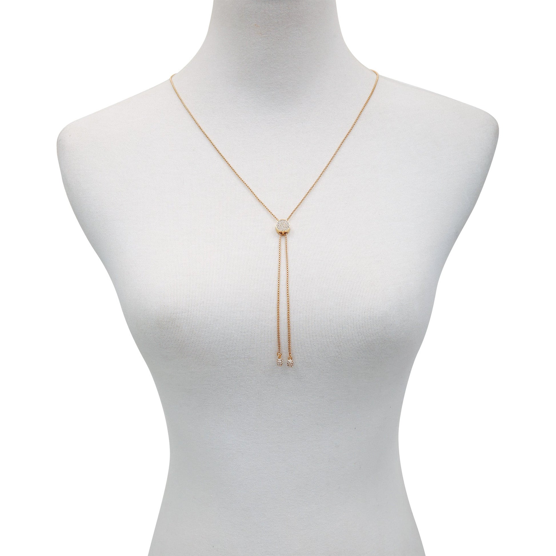 Vince Camuto Pave Slider Bolo Necklace Gold Tone