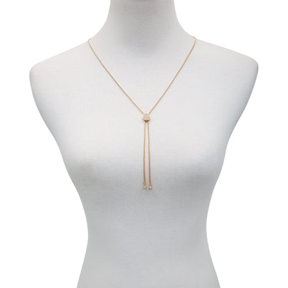 Vince Camuto Pave Slider Bolo Necklace Gold Tone