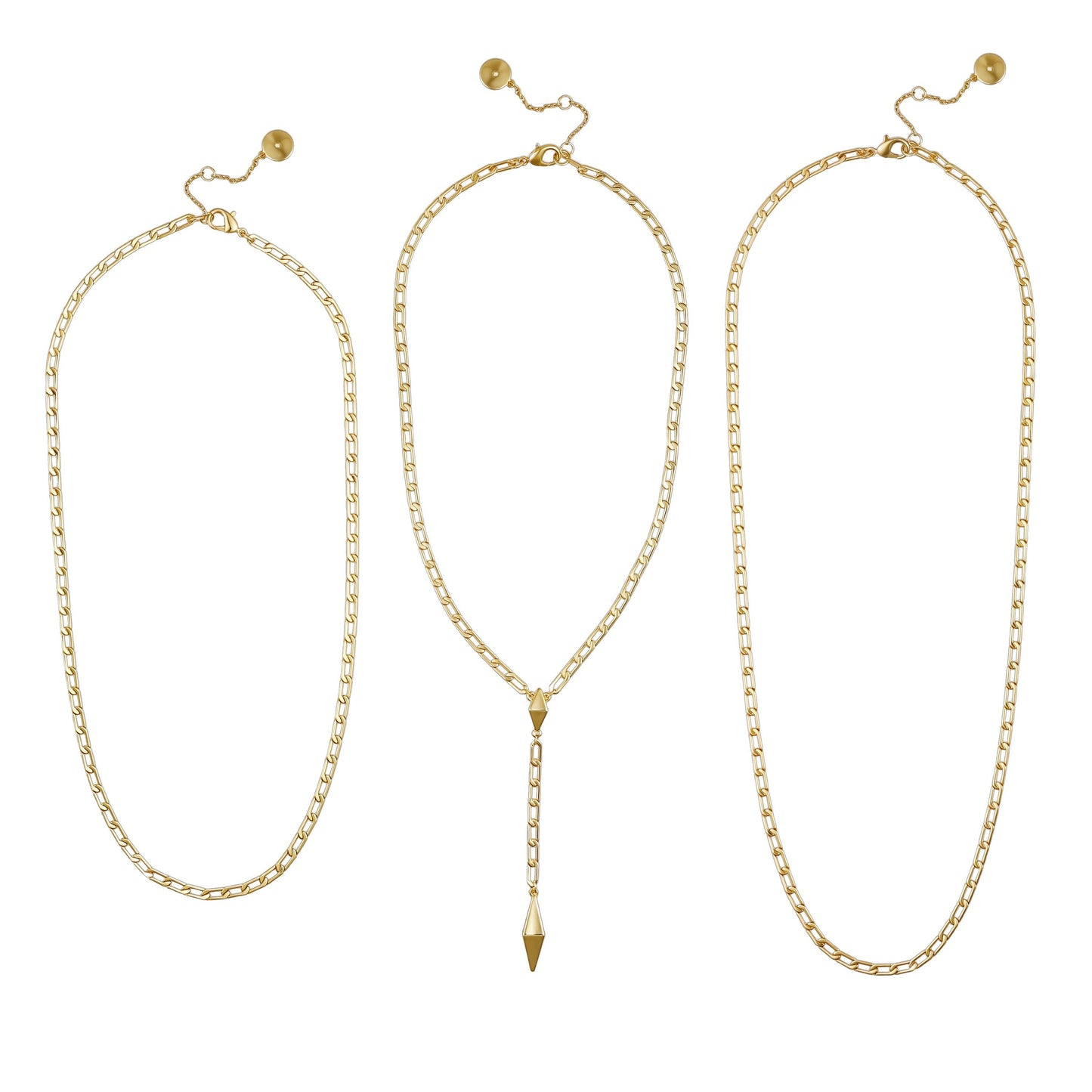 Vince Camuto 3 Piece Goldtone Chain Necklaces Gold Tone