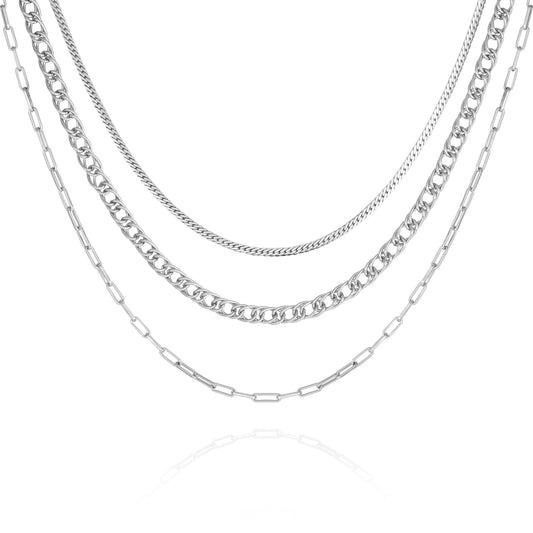 Vince Camuto Multi Layered Chain Necklace Silver Tone