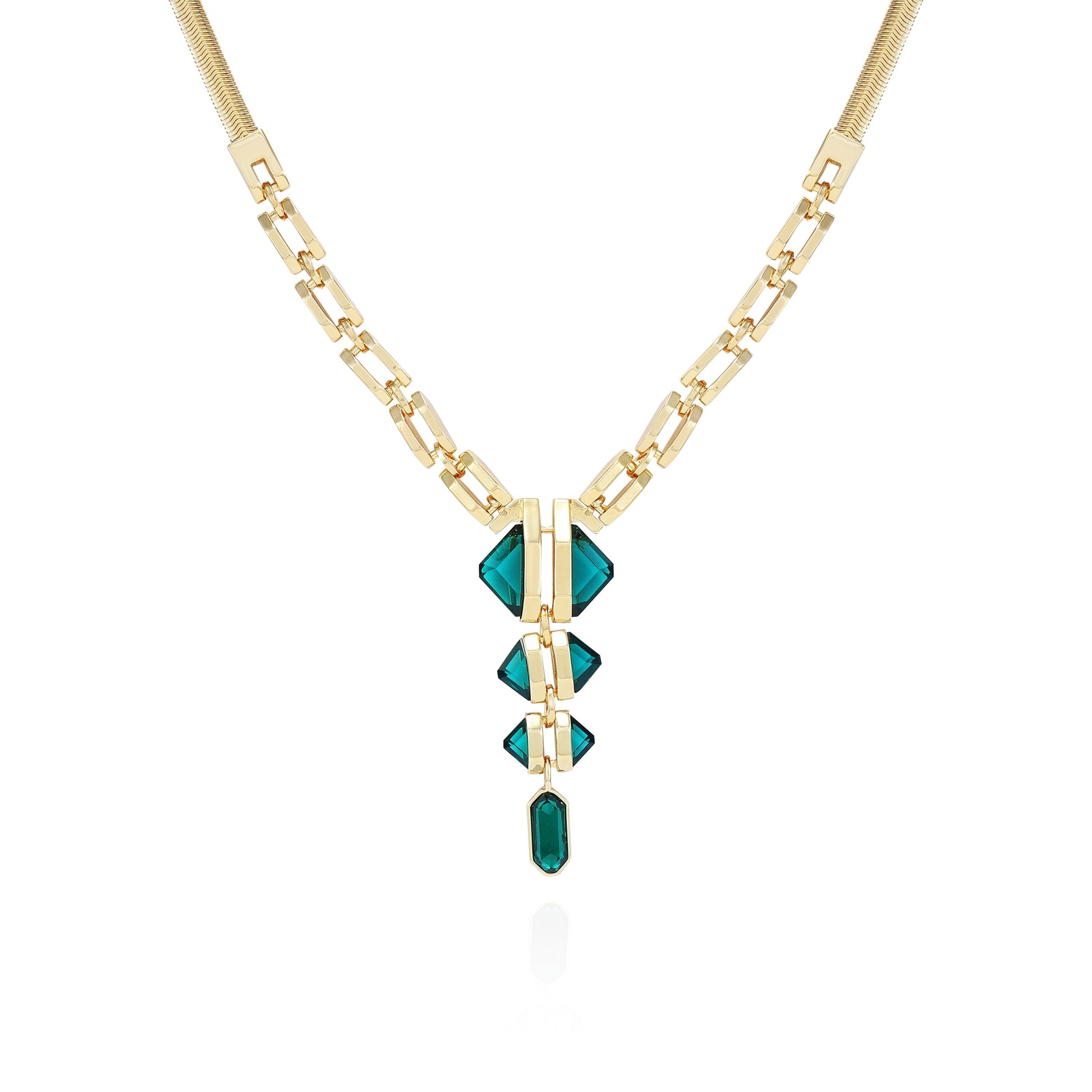 Vince Camuto Goldtone Tri Blue Zircon Stone Drop Pendant Necklace Gold Tone