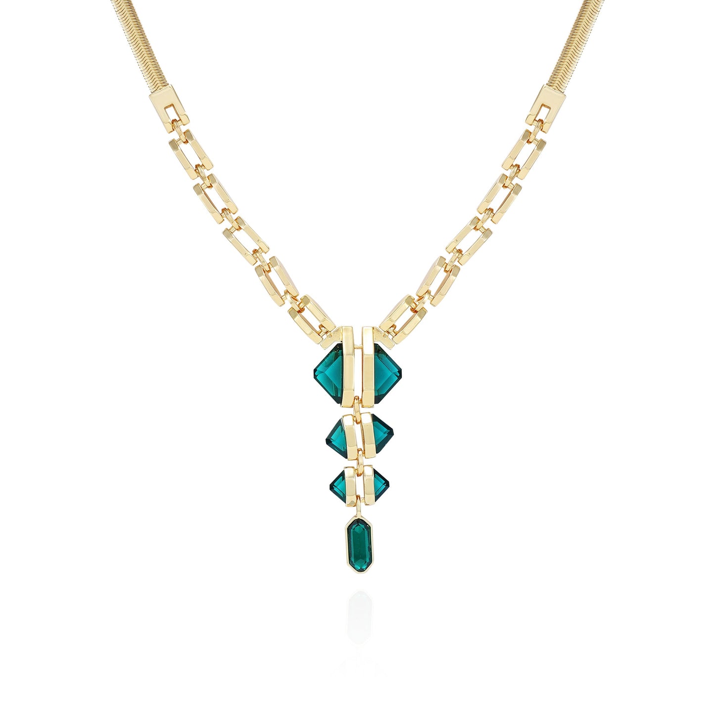 Vince Camuto Goldtone Tri Blue Zircon Stone Drop Pendant Necklace Gold Tone