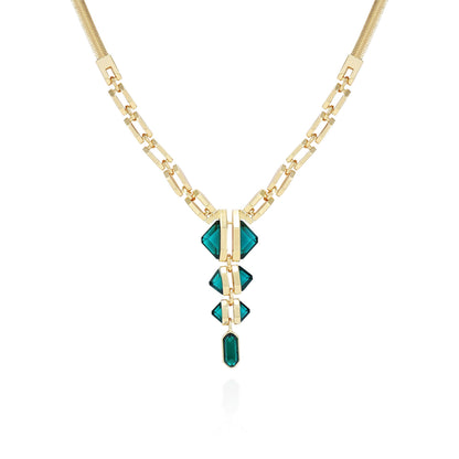 Vince Camuto Goldtone Tri Blue Zircon Stone Drop Pendant Necklace Gold Tone