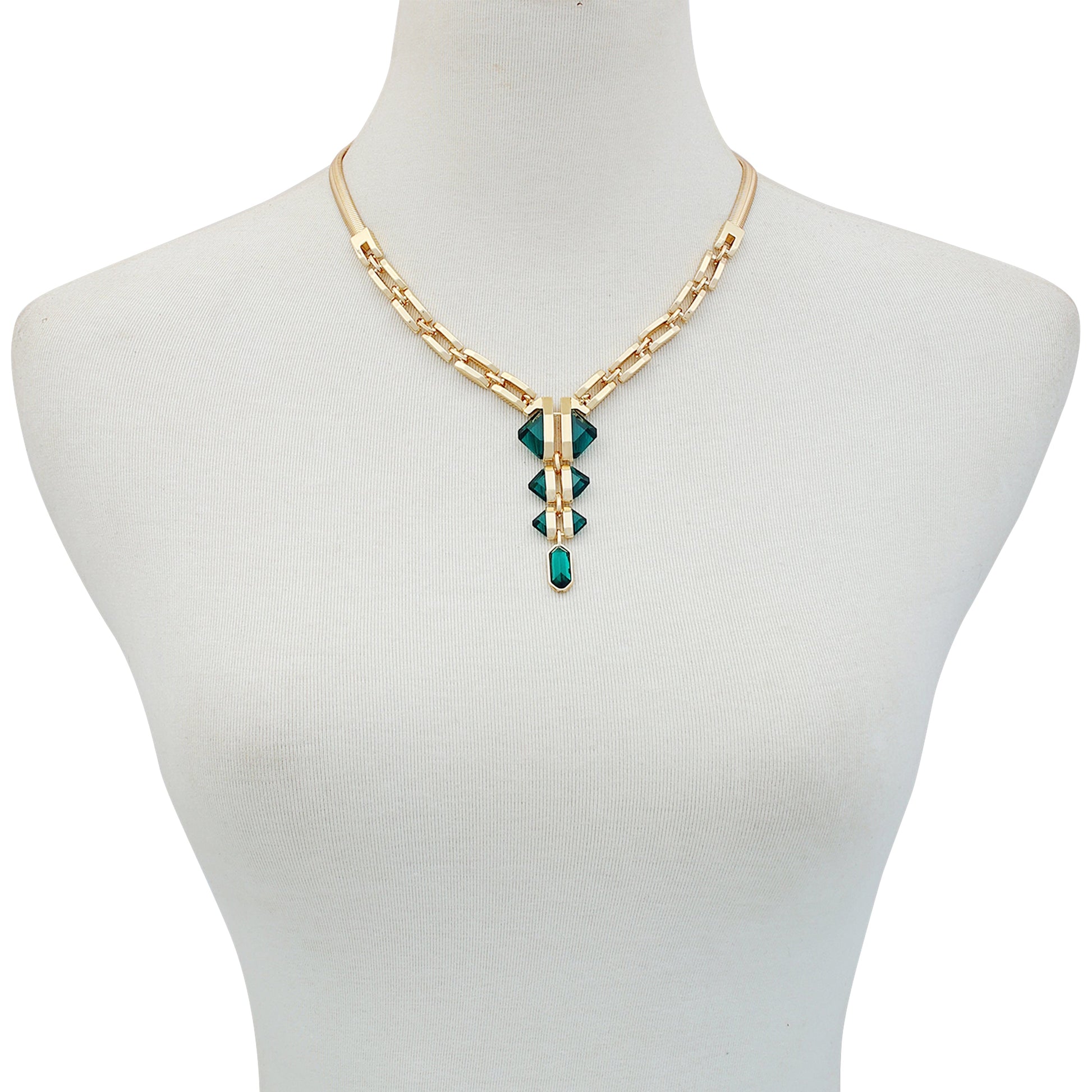 Vince Camuto Goldtone Tri Blue Zircon Stone Drop Pendant Necklace Gold Tone
