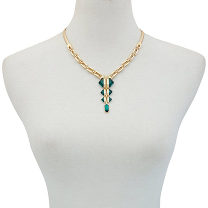 Vince Camuto Goldtone Tri Blue Zircon Stone Drop Pendant Necklace Gold Tone