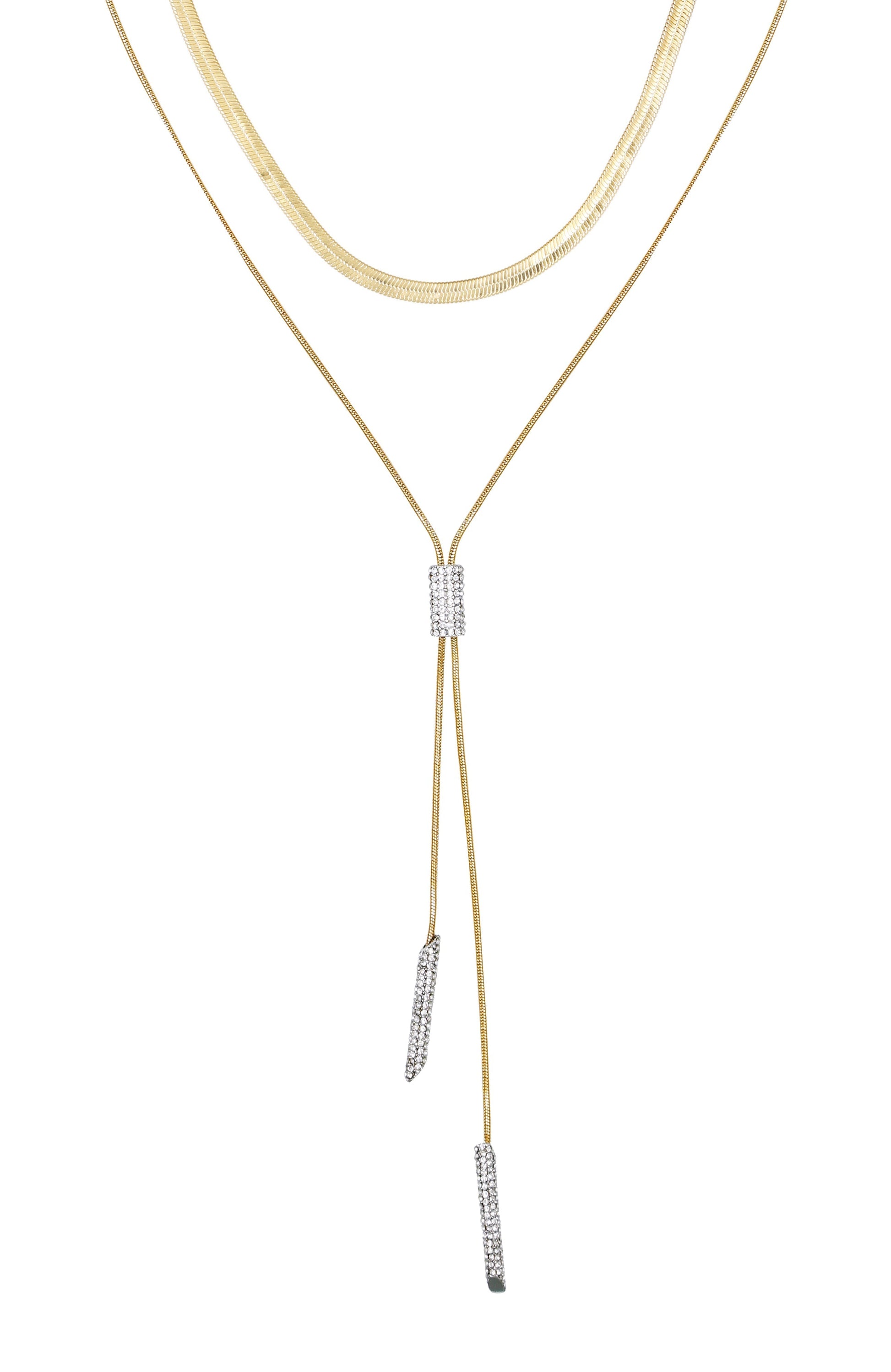 Vince Camuto Layered Goldtone & Crystal Pendant Necklace Two Tone