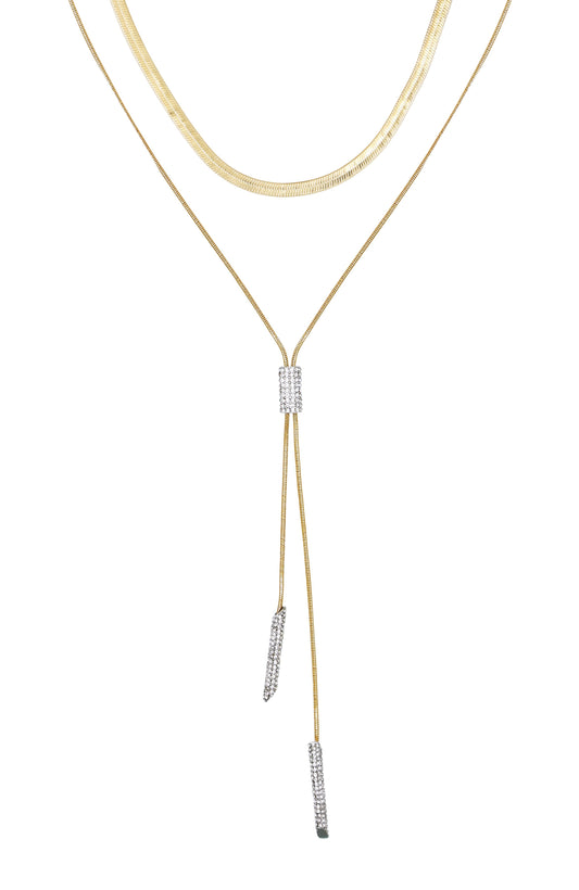 Vince Camuto Layered Goldtone & Crystal Pendant Necklace Two Tone