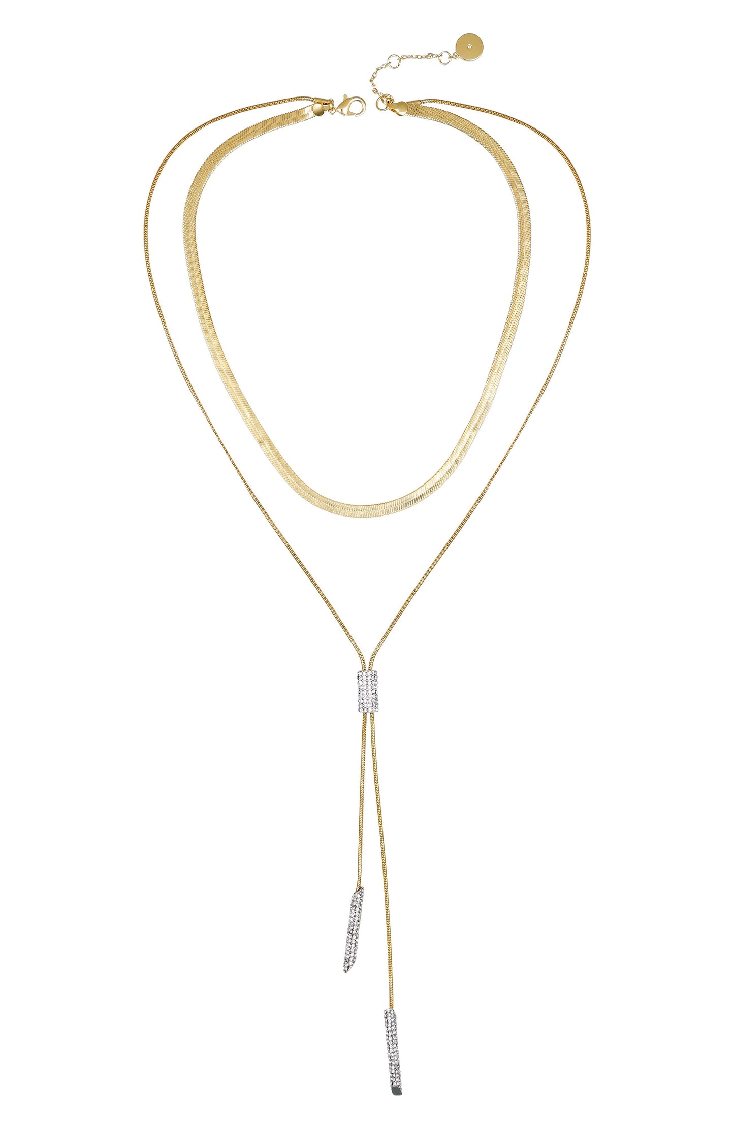 Vince Camuto Layered Goldtone & Crystal Pendant Necklace Two Tone