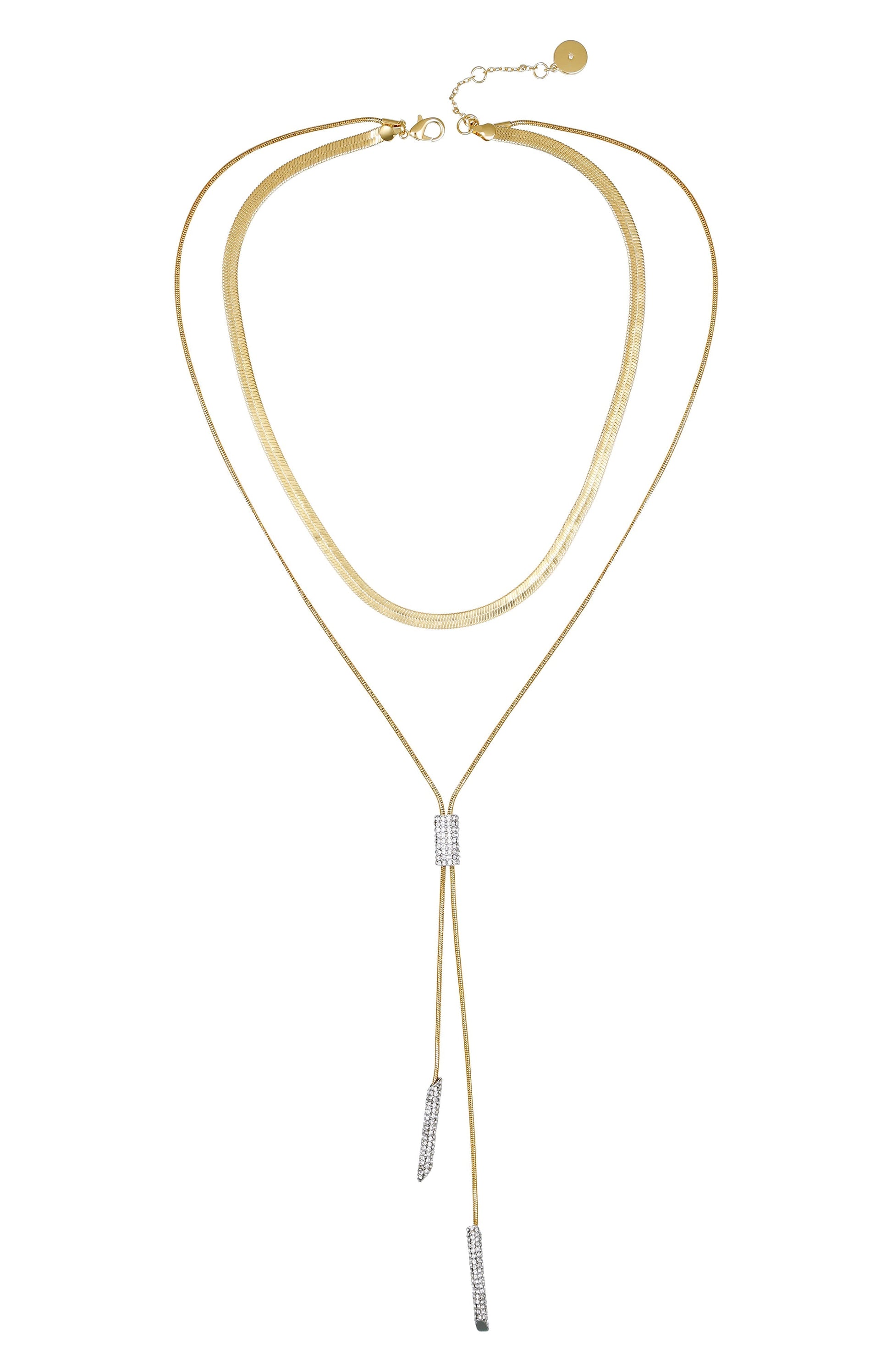 Vince Camuto Layered Goldtone & Crystal Pendant Necklace Two Tone