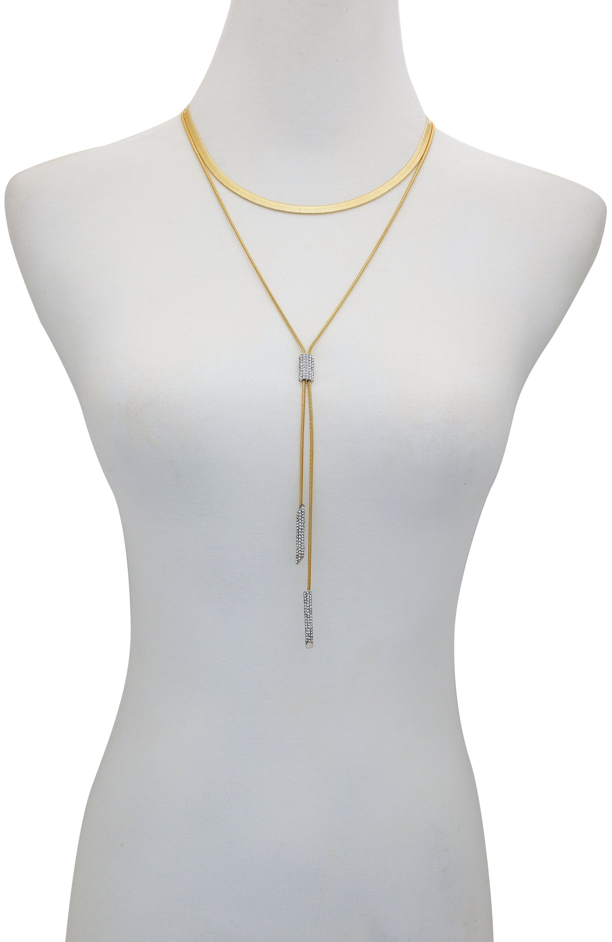 Vince Camuto Layered Goldtone & Crystal Pendant Necklace Two Tone