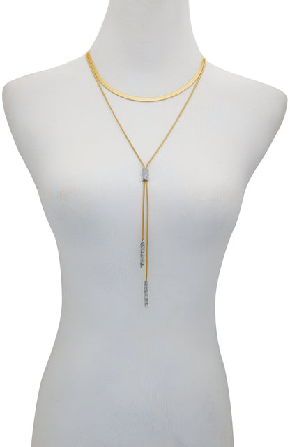 Vince Camuto Layered Goldtone & Crystal Pendant Necklace Two Tone