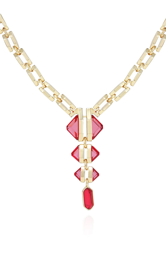 Vince Camuto Goldtone Tri Rose Stone Drop Pendant Necklace Gold Tone